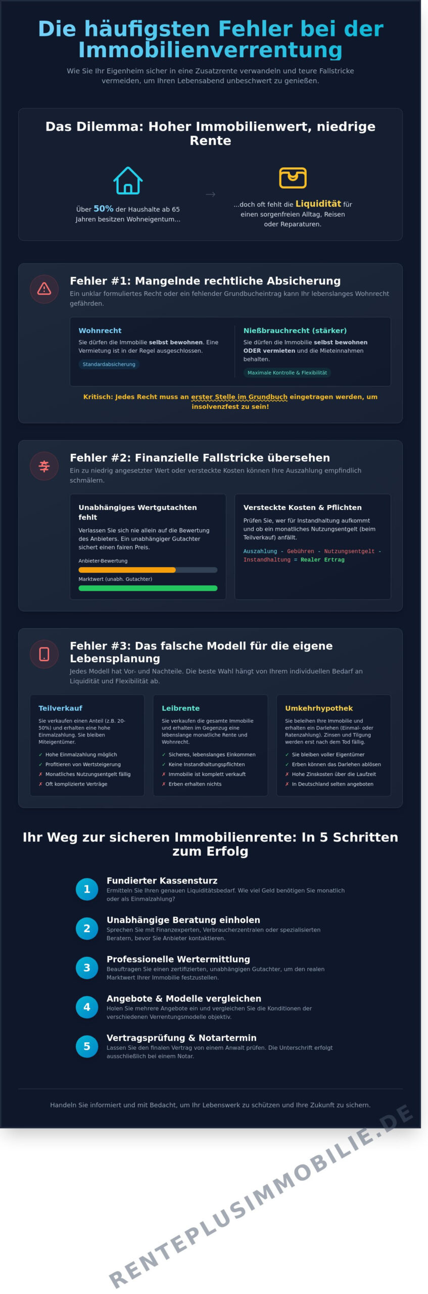 Fehler bei der Immobilienverrentung: So schützen Sie Ihr Vermögen und bleiben sicher wohnen - Infographic